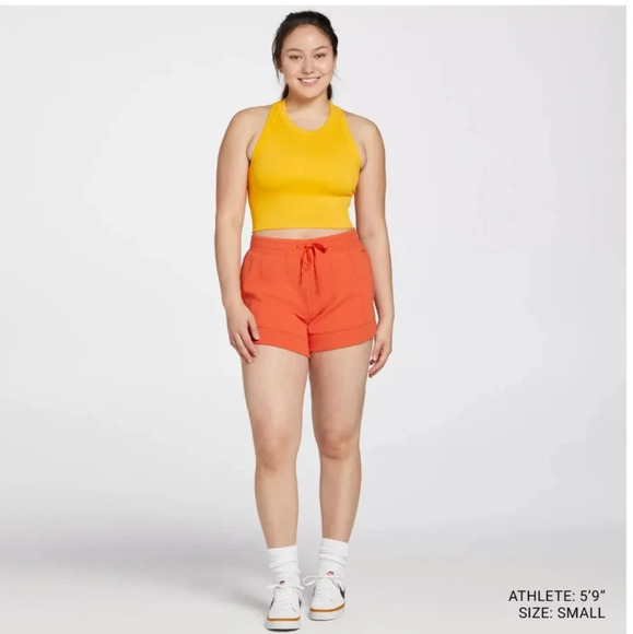 NWT DSG Women's Shorts Sports Fleece Mid Rise Orange Size Small - Picture 2 of 4